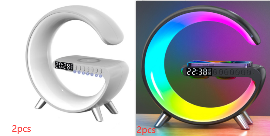 2023 New Intelligent G Shaped LED Lamp Bluetooth Speake Wireless Charger Atmosphere Lamp App Control For Bedroom Home Decor